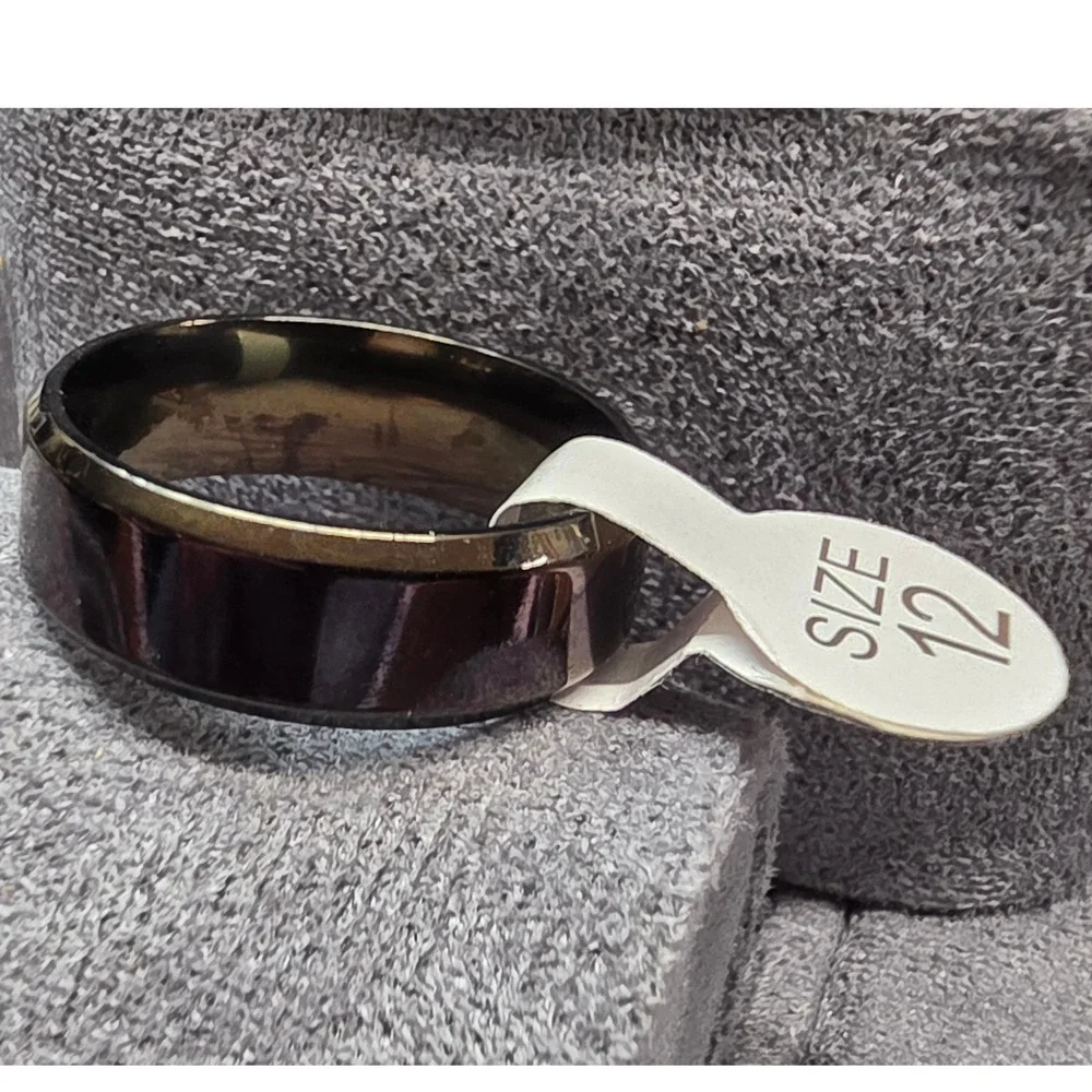 New Band Ring Big Mens Plus Size 12.5 Black Beveled Thumb Minimalist Jewelry‎
